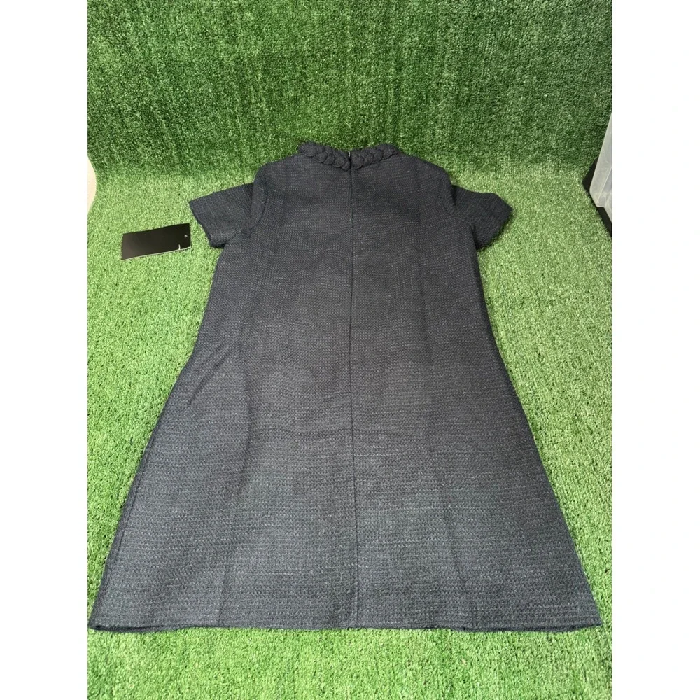 Tuckernuck Navy Blue Tweed Jackie Dress Short Sleeve Gold Button Pockets Size S - Picture 2 of 4